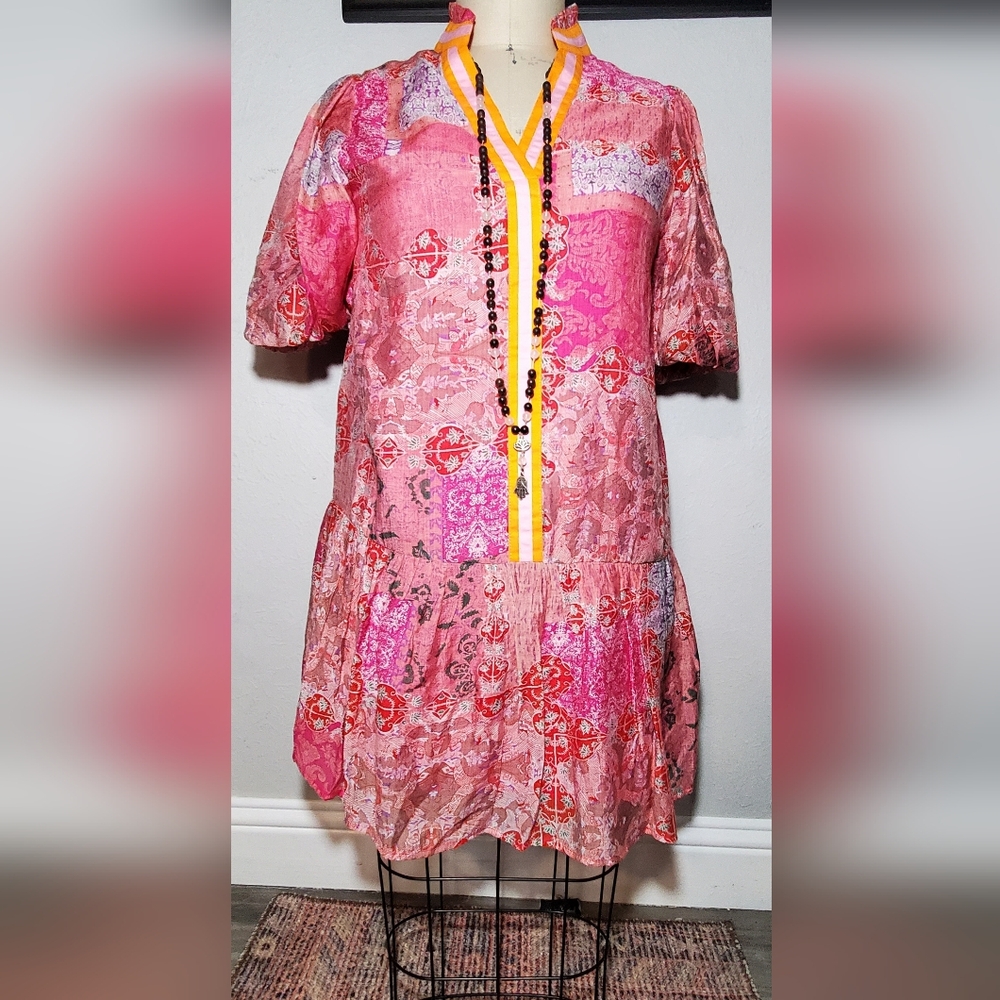 THML Pink & Red Tunic Dress - Small